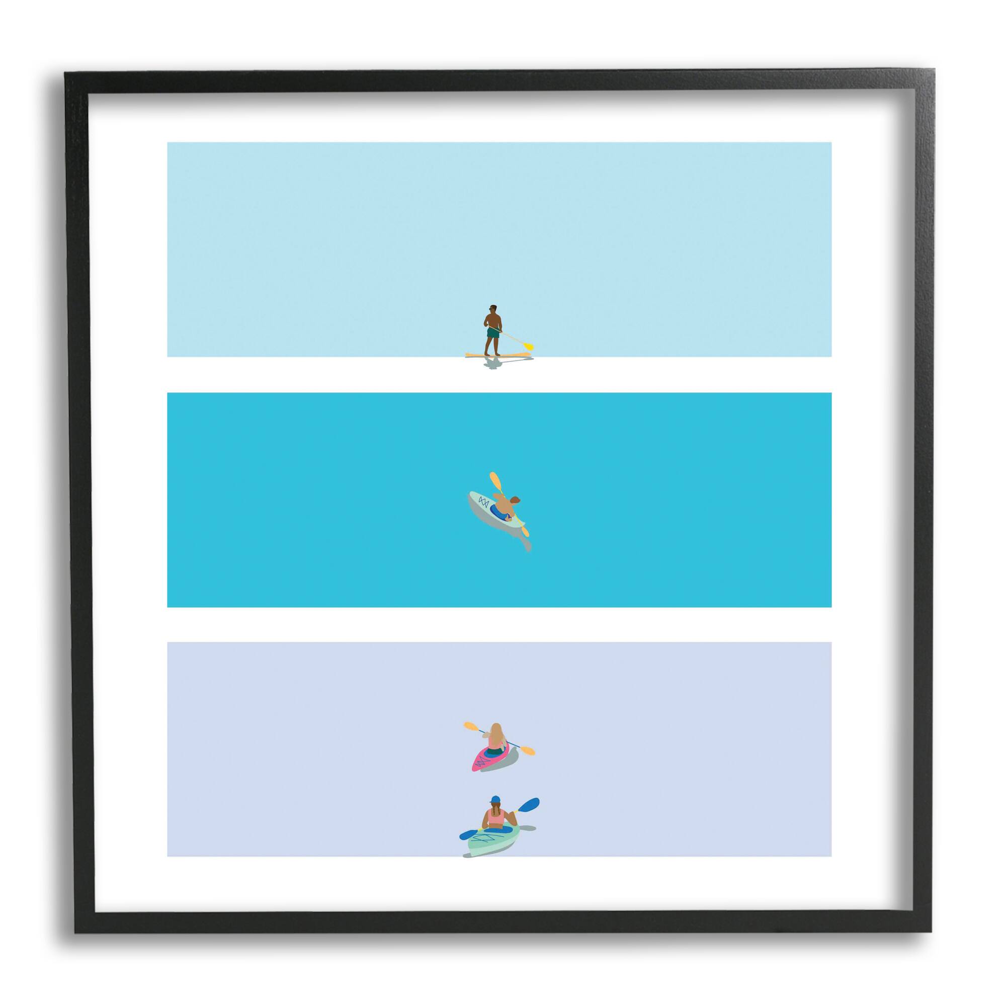 Stupell Industries Modern Paddle Boarding and Kayaks Athletes Summer Sports in Frame Wall Art